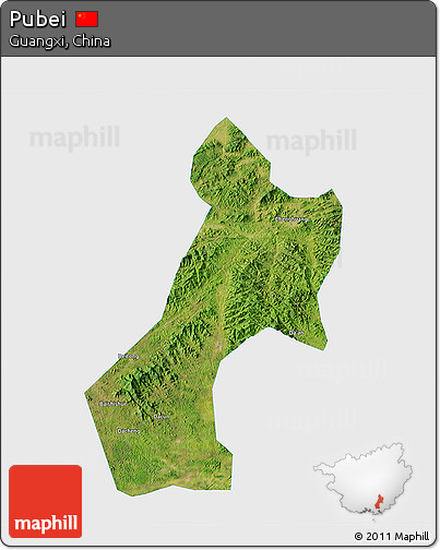 Satellite 3D Map of Pubei, single color outside