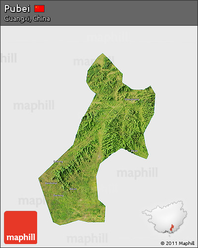 Satellite 3D Map of Pubei, single color outside