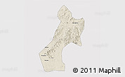 Shaded Relief 3D Map of Pubei, cropped outside