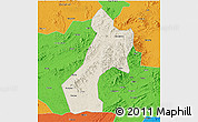 Shaded Relief 3D Map of Pubei, political outside