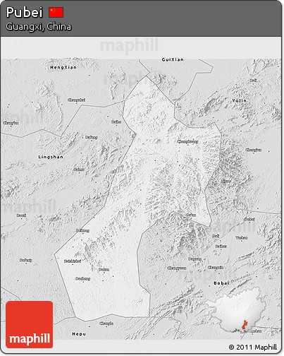 Silver Style 3D Map of Pubei