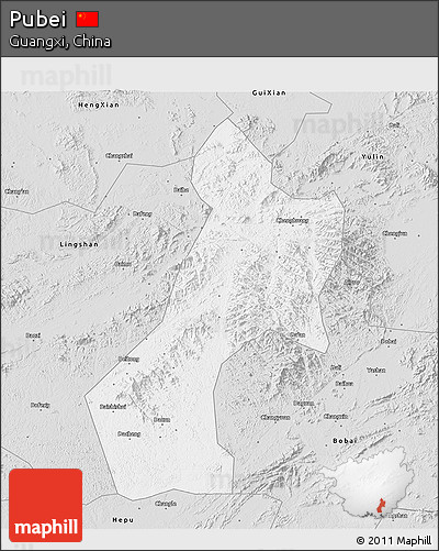 Silver Style 3D Map of Pubei