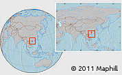 Gray Location Map of Pubei, within the entire country, hill shading