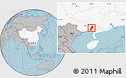 Gray Location Map of Pubei, highlighted country, hill shading