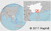 Gray Location Map of Pubei, highlighted parent region, hill shading