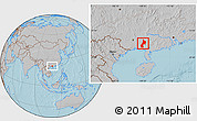 Gray Location Map of Pubei, hill shading