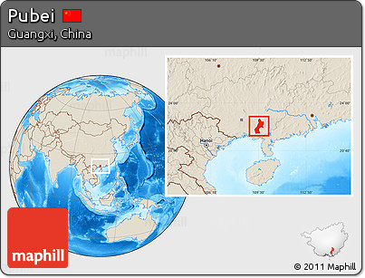 Shaded Relief Location Map of Pubei