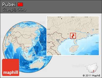 Shaded Relief Location Map of Pubei