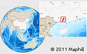 Shaded Relief Location Map of Pubei, highlighted country