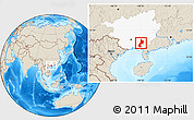 Shaded Relief Location Map of Pubei, highlighted parent region