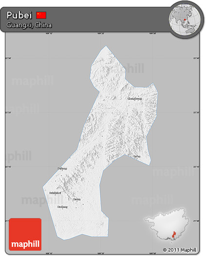 Gray Map of Pubei, single color outside