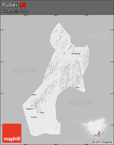 Gray Map of Pubei, single color outside