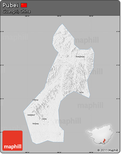 Gray Map of Pubei, single color outside