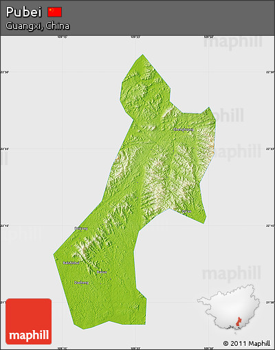 Physical Map of Pubei, single color outside