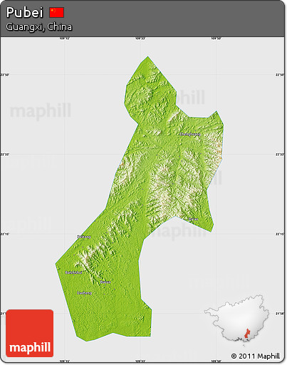 Physical Map of Pubei, single color outside