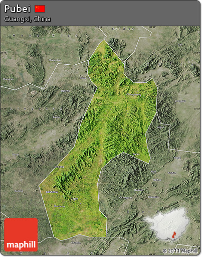 Satellite Map of Pubei, semi-desaturated