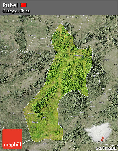 Satellite Map of Pubei, semi-desaturated
