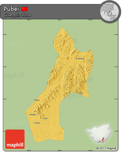 Savanna Style Map of Pubei, single color outside
