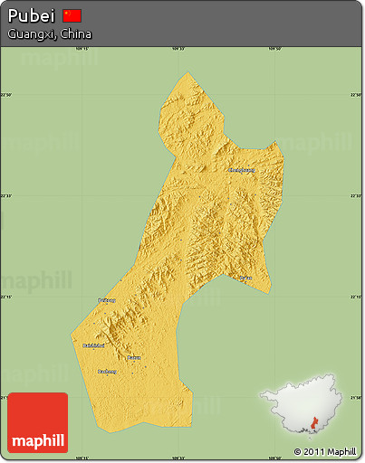Savanna Style Map of Pubei, single color outside