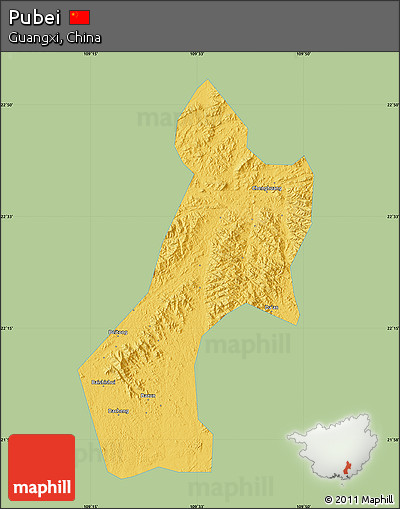Savanna Style Map of Pubei, single color outside