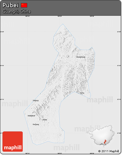 Silver Style Map of Pubei, single color outside