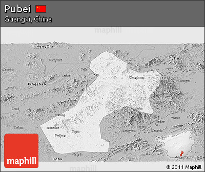 Gray Panoramic Map of Pubei