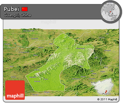 Physical Panoramic Map of Pubei, satellite outside
