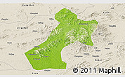 Physical Panoramic Map of Pubei, shaded relief outside