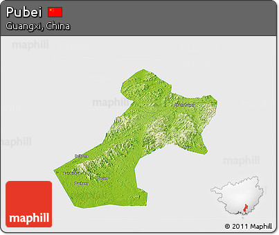 Physical Panoramic Map of Pubei, single color outside