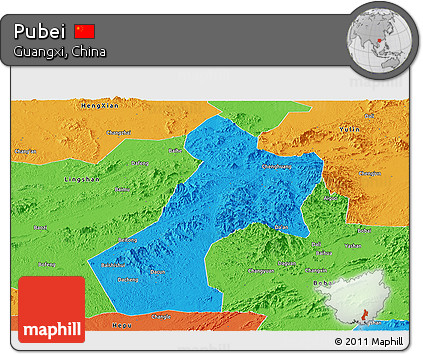 Political Panoramic Map of Pubei
