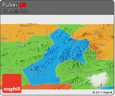 Political Panoramic Map of Pubei