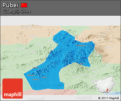 Political Panoramic Map of Pubei, lighten