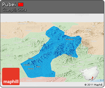 Political Panoramic Map of Pubei, lighten