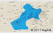 Political Panoramic Map of Pubei, shaded relief outside