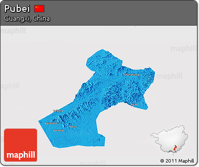 Political Panoramic Map of Pubei, single color outside