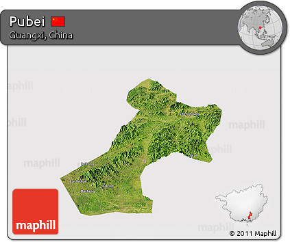 Satellite Panoramic Map of Pubei, cropped outside