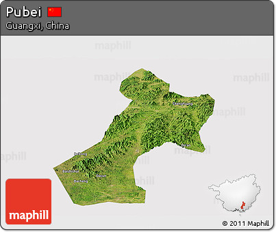 Satellite Panoramic Map of Pubei, cropped outside