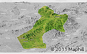 Satellite Panoramic Map of Pubei, lighten, desaturated