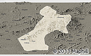 Shaded Relief Panoramic Map of Pubei, darken