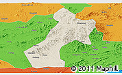 Shaded Relief Panoramic Map of Pubei, political outside