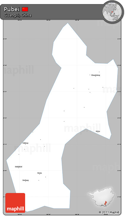 Gray Simple Map of Pubei, single color outside