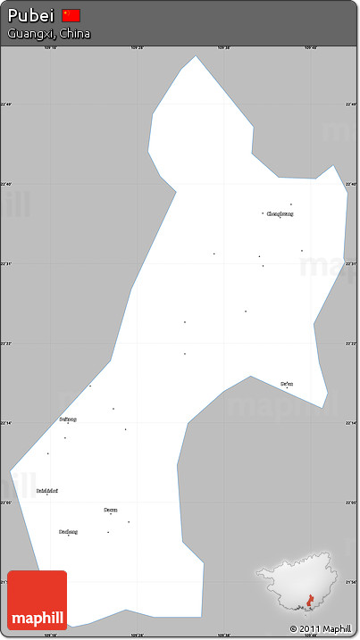 Gray Simple Map of Pubei, single color outside