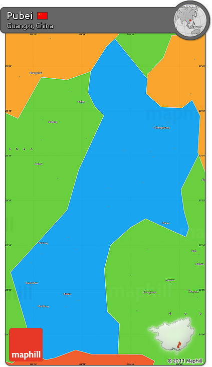 Political Simple Map of Pubei