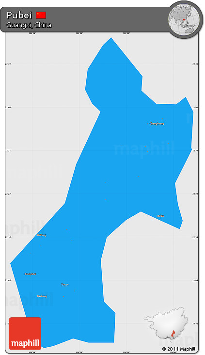 Political Simple Map of Pubei, single color outside