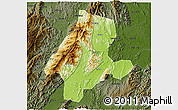 Physical 3D Map of Quanzhou, darken