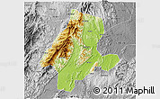 Physical 3D Map of Quanzhou, desaturated
