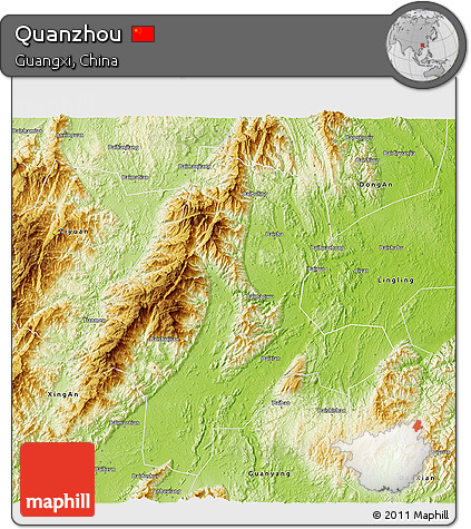 Physical 3D Map of Quanzhou
