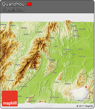 Physical 3D Map of Quanzhou