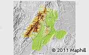 Physical 3D Map of Quanzhou, lighten, desaturated