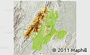 Physical 3D Map of Quanzhou, lighten, semi-desaturated
